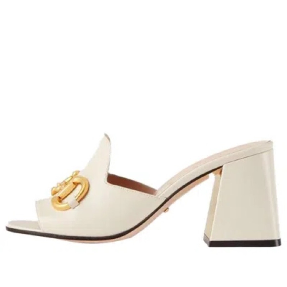 Elegant Cream Block Heel Mules